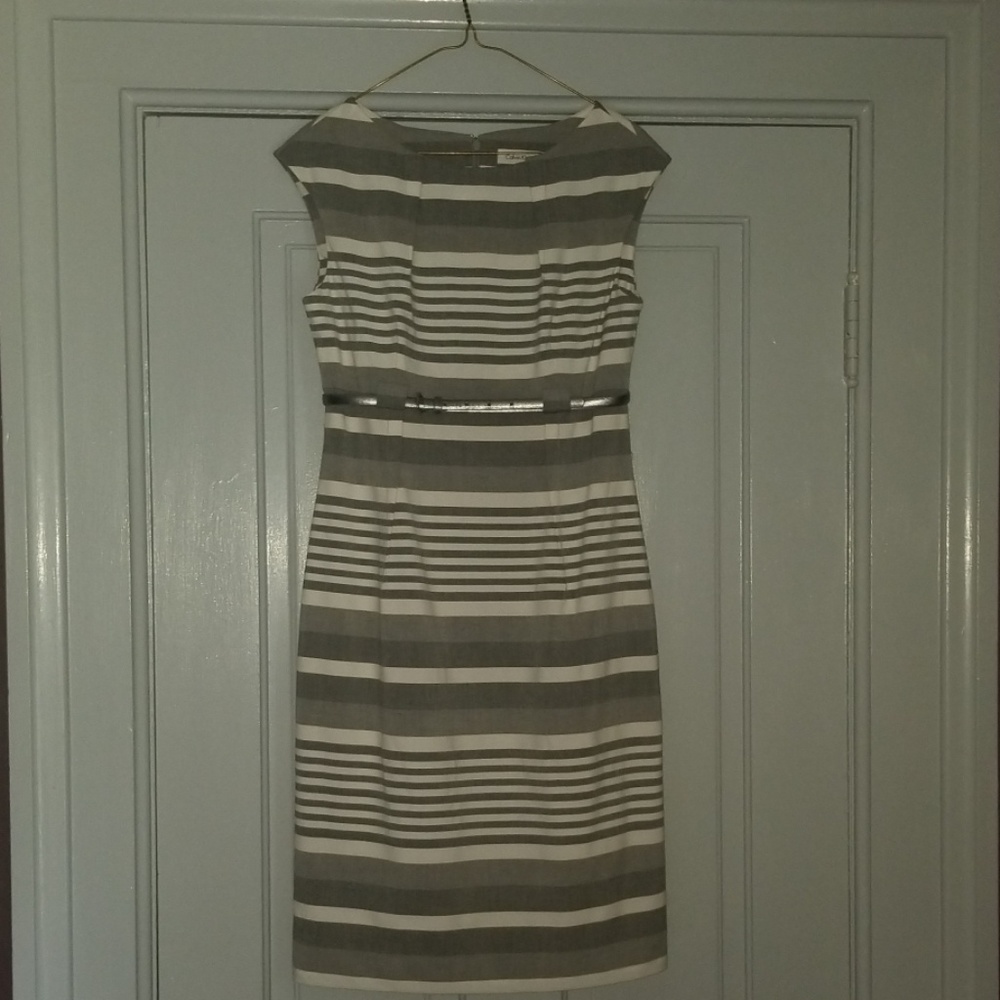 Calvin Klein striped dress with silver belt